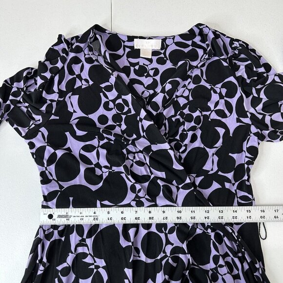 Rachel Parcell Womens Dress 8 Black Lavender Retro Jersey Wrap Abstract Work - Picture 7 of 12